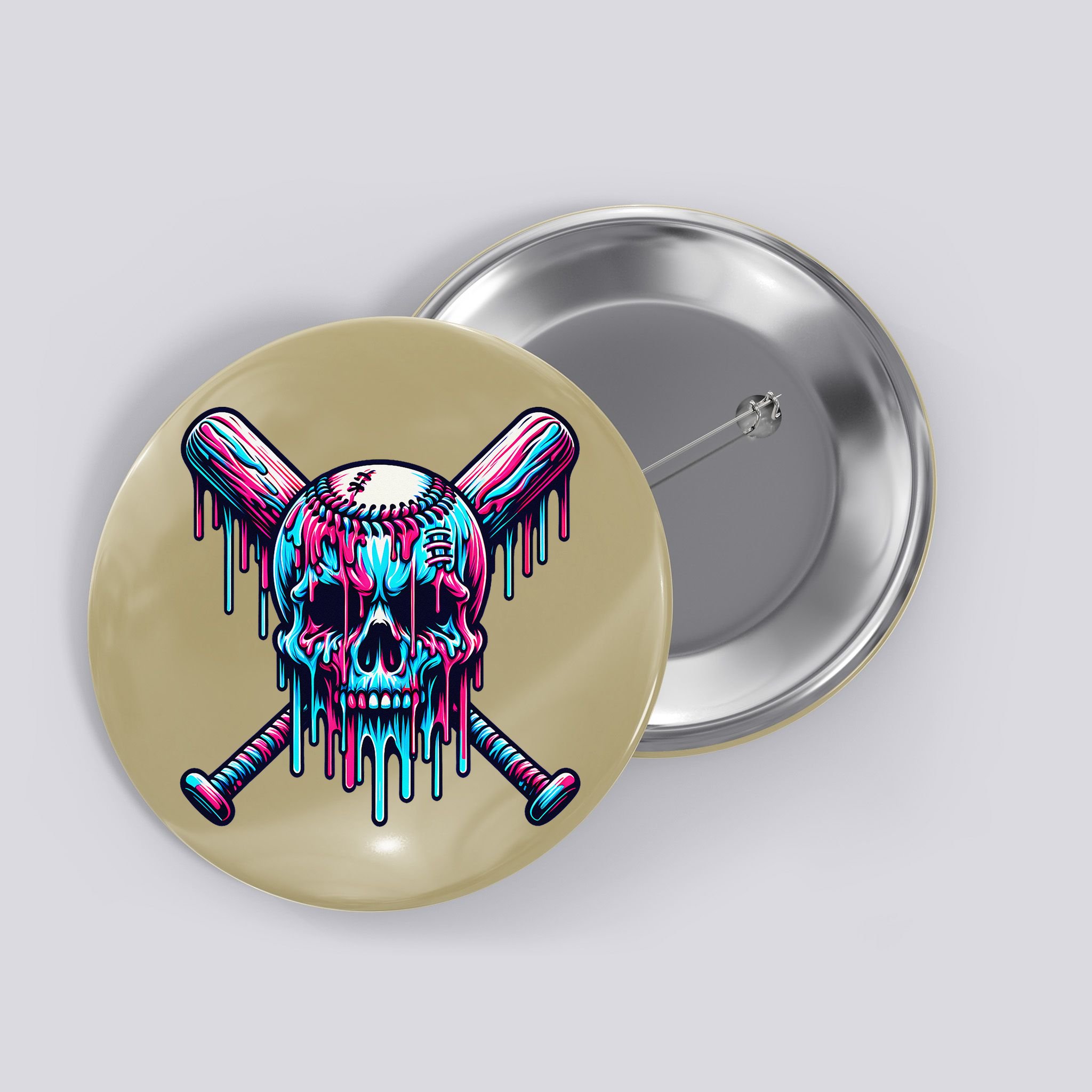 Baseball Skull  Baseball  Baseball Ice Cream  Gift Button