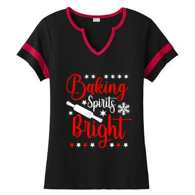 Baking Spirits Brighfunny Gift For Funny Baker Christmas Gift Ladies Halftime Notch Neck Tee