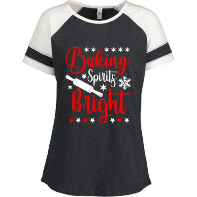 Baking Spirits Brighfunny Gift For Funny Baker Christmas Gift Enza Ladies Jersey Colorblock Tee