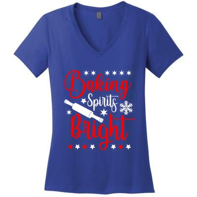 Baking Spirits Brighfunny Gift For Funny Baker Christmas Gift Women's V-Neck T-Shirt