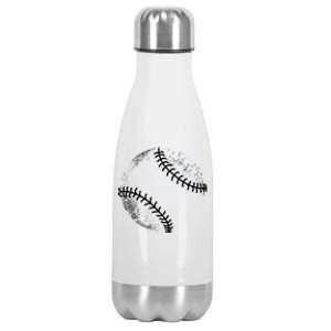 Baseball Silhouette Baseball Ball Gift Stainless Steel Insulated Water Bottle