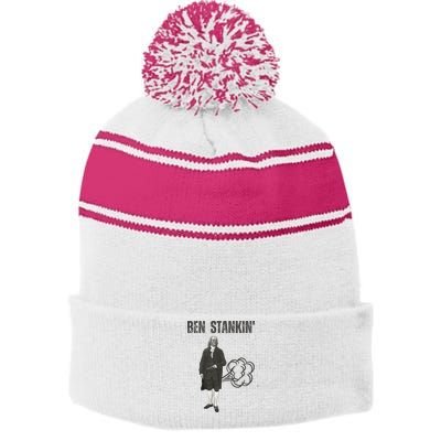 Ben Stankin’ Benjamin Franklin Farting Funny Guy Silly Man Stripe Pom Pom Beanie