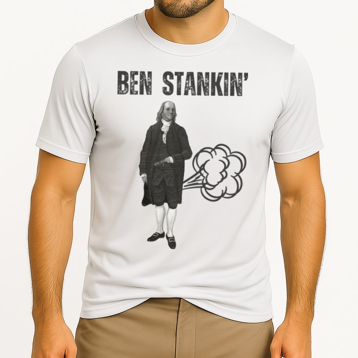 Ben Stankin’ Benjamin Franklin Farting Funny Guy Silly Man Performance Shirt