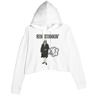 Ben Stankin’ Benjamin Franklin Farting Funny Guy Silly Man Crop Fleece Hoodie