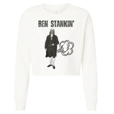 Ben Stankin’ Benjamin Franklin Farting Funny Guy Silly Man Cropped Pullover Crew