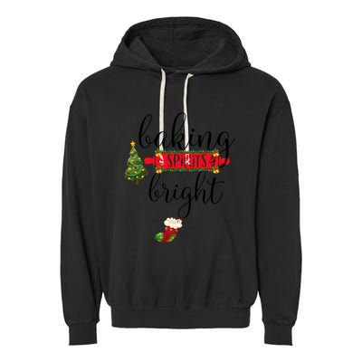 Baking Spirits Bright Christmas Tree Cooking Baking Lovers Gift Garment-Dyed Fleece Hoodie