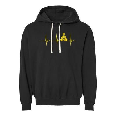Buddha Statue Buddhist Heartbeat Ecg Pulse Meditation Hindu Garment-Dyed Fleece Hoodie