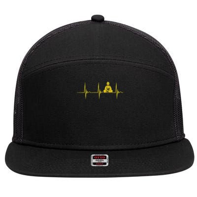 Buddha Statue Buddhist Heartbeat Ecg Pulse Meditation Hindu 7 Panel Mesh Trucker Snapback Hat