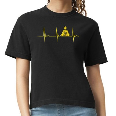 Buddha Statue Buddhist Heartbeat Ecg Pulse Meditation Hindu Comfort Colors Boxy T-Shirt