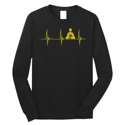 Buddha Statue Buddhist Heartbeat Ecg Pulse Meditation Hindu Long Sleeve Shirt