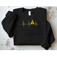 Buddha Statue Buddhist Heartbeat Ecg Pulse Meditation Hindu Sweatshirt