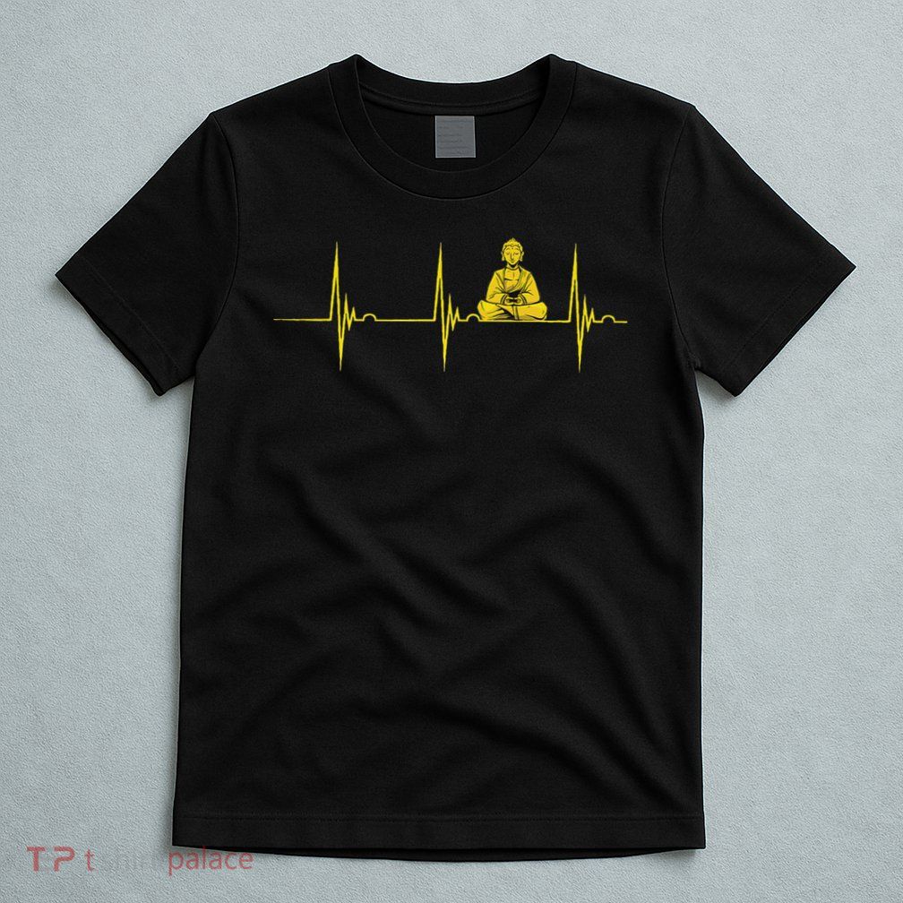 Buddha Statue Buddhist Heartbeat Ecg Pulse Meditation Hindu T-Shirt