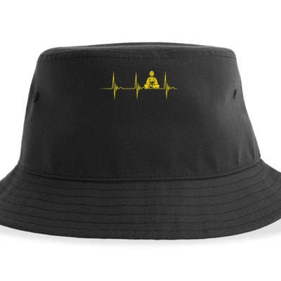 Buddha Statue Buddhist Heartbeat Ecg Pulse Meditation Hindu Sustainable Bucket Hat