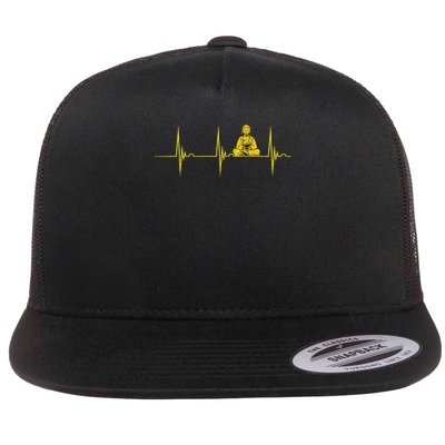Buddha Statue Buddhist Heartbeat Ecg Pulse Meditation Hindu Flatbill Hat