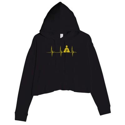 Buddha Statue Buddhist Heartbeat Ecg Pulse Meditation Hindu Crop Fleece Hoodie