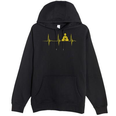 Buddha Statue Buddhist Heartbeat Ecg Pulse Meditation Hindu Premium Pullover Hoodie