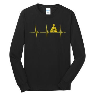 Buddha Statue Buddhist Heartbeat Ecg Pulse Meditation Hindu Tall Long Sleeve T-Shirt