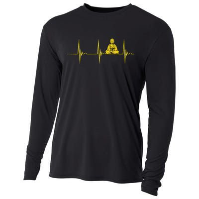 Buddha Statue Buddhist Heartbeat Ecg Pulse Meditation Hindu Cooling Performance Long Sleeve Crew