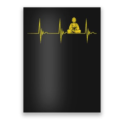 Buddha Statue Buddhist Heartbeat Ecg Pulse Meditation Hindu Poster