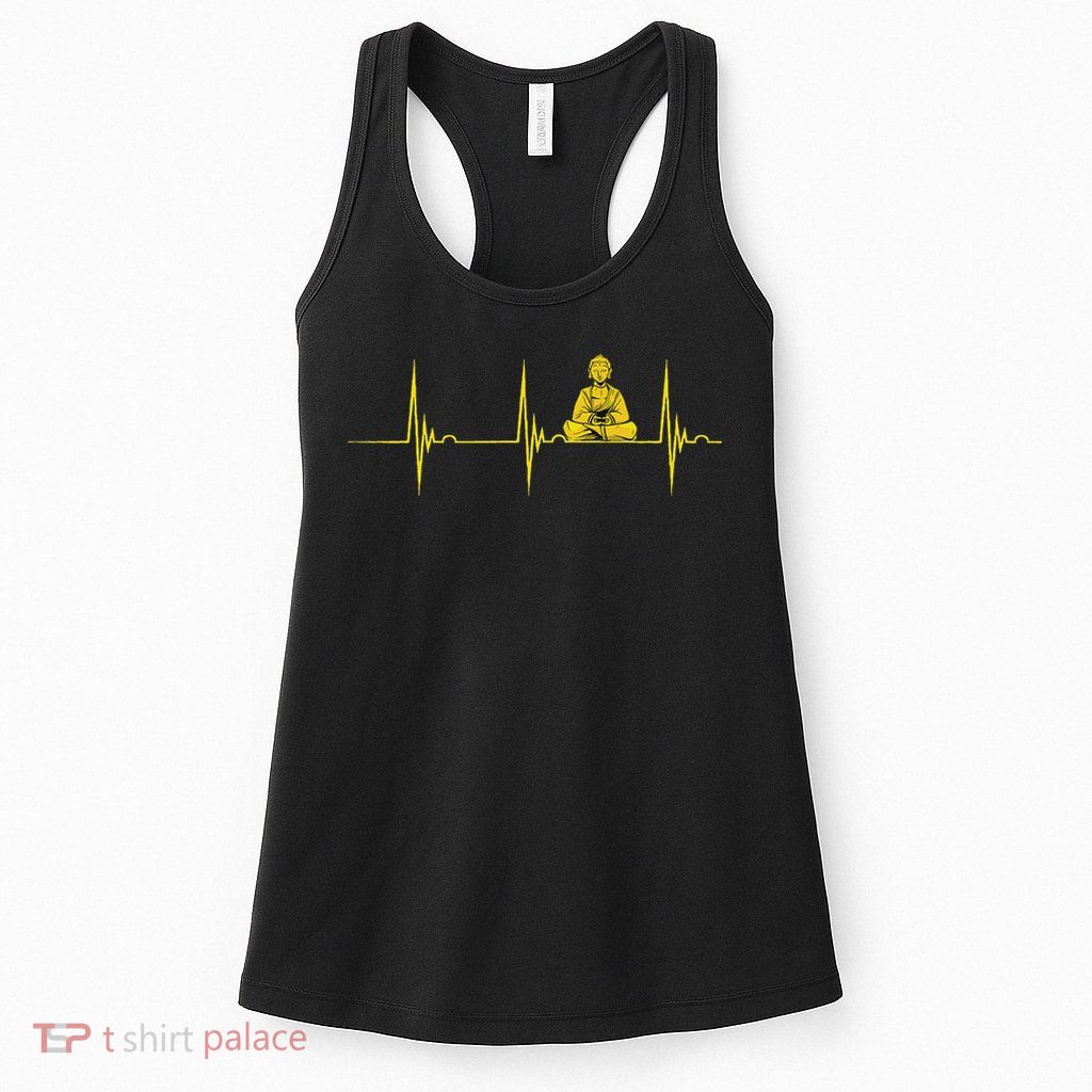 Buddha Statue Buddhist Heartbeat Ecg Pulse Meditation Hindu Womens Tank Top