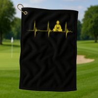 Buddha Statue Buddhist Heartbeat Ecg Pulse Meditation Hindu Golf Towel