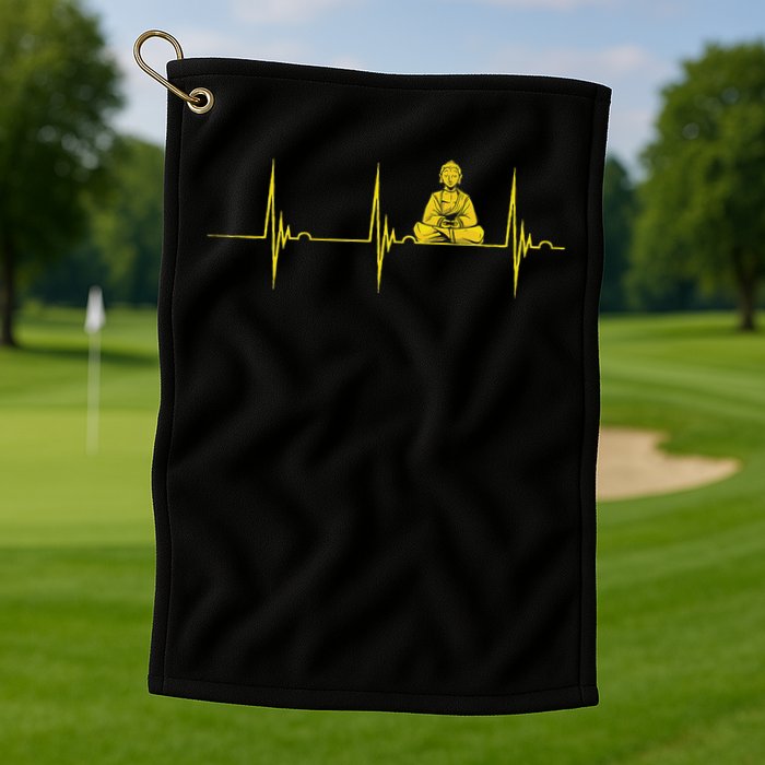 Buddha Statue Buddhist Heartbeat Ecg Pulse Meditation Hindu Golf Towel