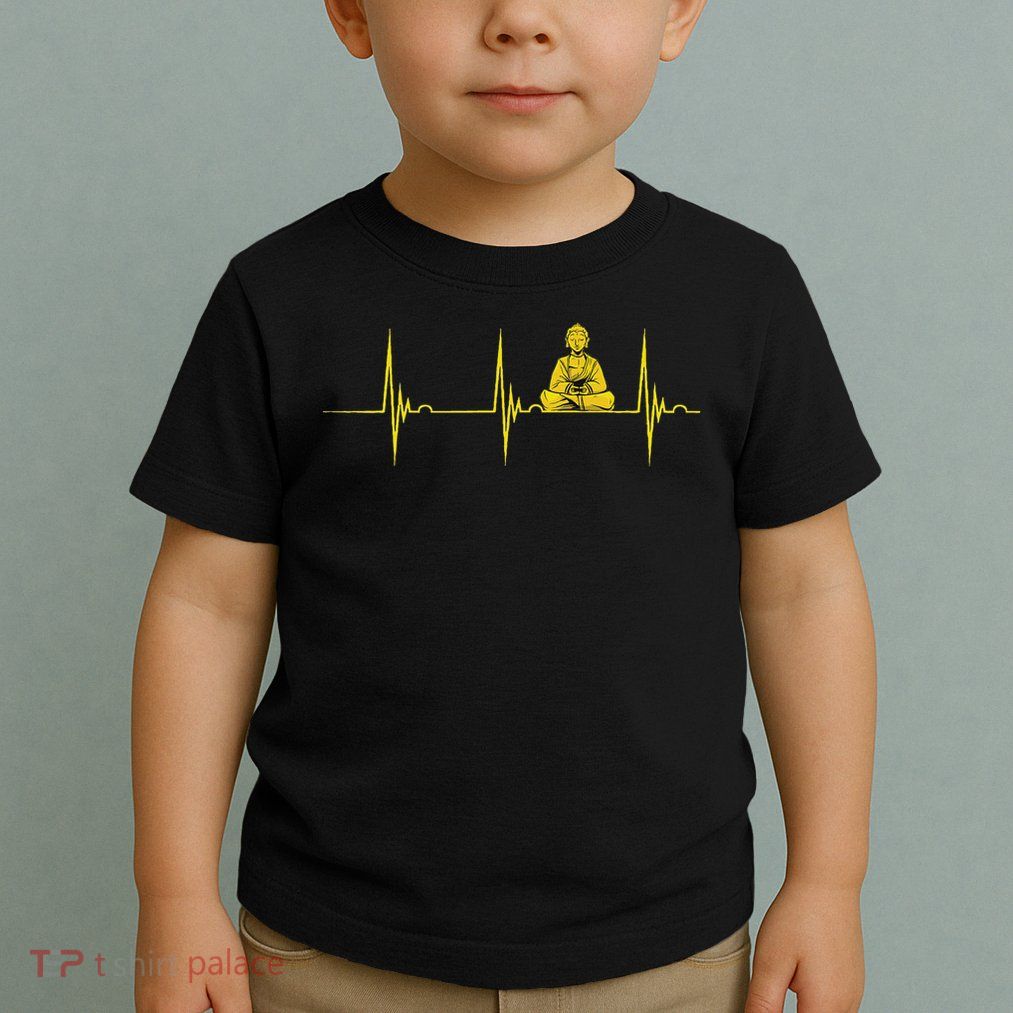 Buddha Statue Buddhist Heartbeat Ecg Pulse Meditation Hindu Toddler T-Shirt