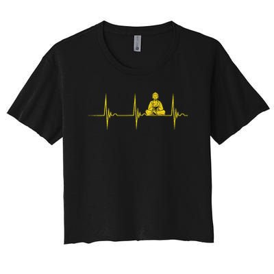 Buddha Statue Buddhist Heartbeat Ecg Pulse Meditation Hindu Crop Top