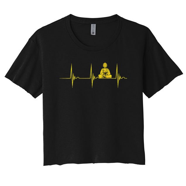 Buddha Statue Buddhist Heartbeat Ecg Pulse Meditation Hindu Crop Top