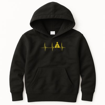 Buddha Statue Buddhist Heartbeat Ecg Pulse Meditation Hindu Kids Hoodie