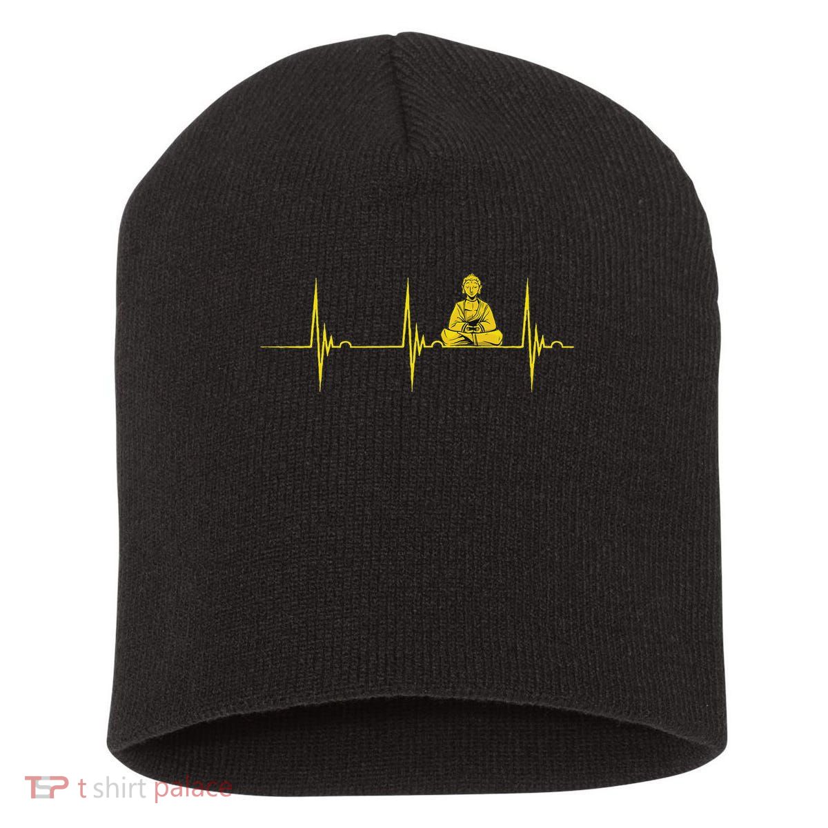 Buddha Statue Buddhist Heartbeat Ecg Pulse Meditation Hindu Short Acrylic Beanie