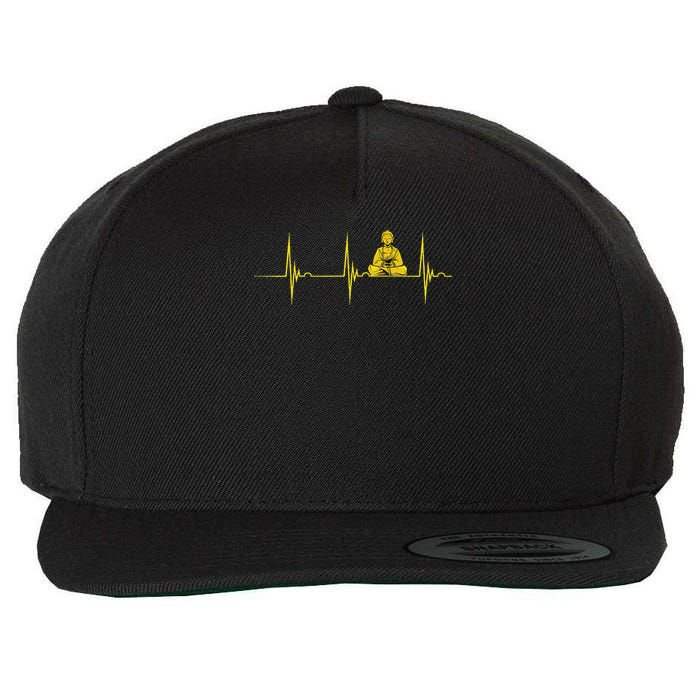 Buddha Statue Buddhist Heartbeat Ecg Pulse Meditation Hindu Wool Snapback Cap