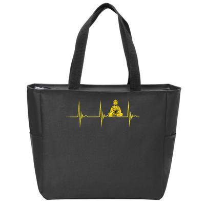 Buddha Statue Buddhist Heartbeat Ecg Pulse Meditation Hindu Zip Tote Bag