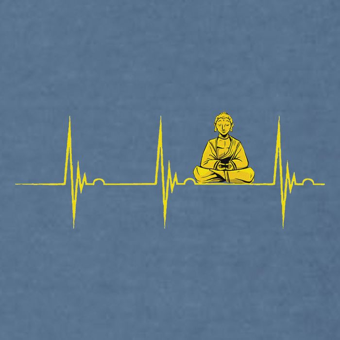 Buddha Statue Buddhist Heartbeat Ecg Pulse Meditation Hindu Garment-Dyed Sweatshirt