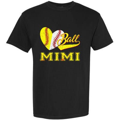 Baseball Softball Ball Heart Mimi Mother's Day Garment-Dyed Heavyweight T-Shirt