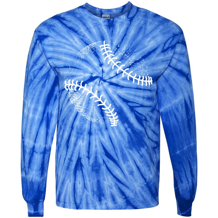 Baseball Silhouette Baseball Ball Gift Tie-Dye Long Sleeve Shirt