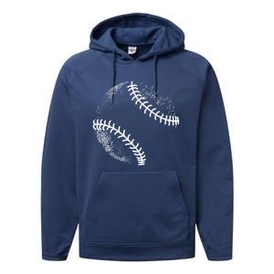 Baseball Silhouette Baseball Ball Gift Performance Fleece Hoodie