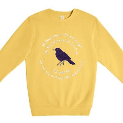 Blackbird Singing Bird Wings Microphone Singer Lyrics Artist Premium Crewneck Sweatshirt