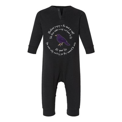 Blackbird Singing Bird Wings Microphone Singer Lyrics Artist Infant Fleece One Piece