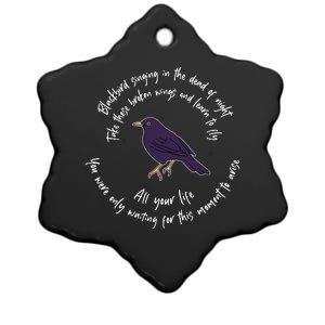 Blackbird Singing Bird Wings Microphone Singer Lyrics Artist Ceramic Star Ornament