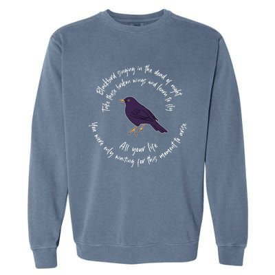 Blackbird Singing Bird Wings Microphone Singer Lyrics Artist Garment-Dyed Sweatshirt