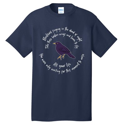 Blackbird Singing Bird Wings Microphone Singer Lyrics Artist Tall T-Shirt