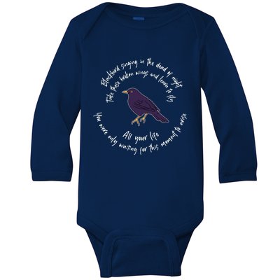 Blackbird Singing Bird Wings Microphone Singer Lyrics Artist Baby Long Sleeve Bodysuit