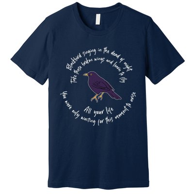 Blackbird Singing Bird Wings Microphone Singer Lyrics Artist Premium T-Shirt