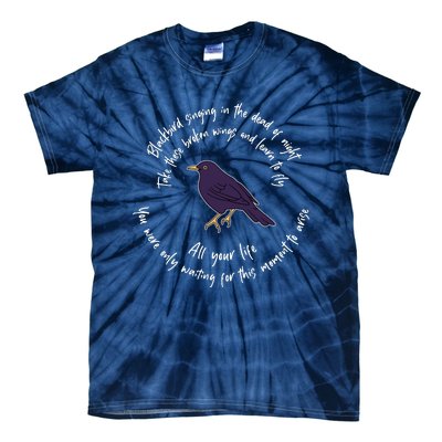 Blackbird Singing Bird Wings Microphone Singer Lyrics Artist Tie-Dye T-Shirt