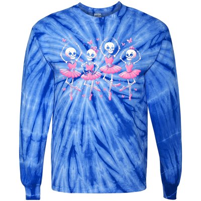 Ballet Skeleton Ballet Dancer Spooky Dance Teacher Halloween Gift Tie-Dye Long Sleeve Shirt