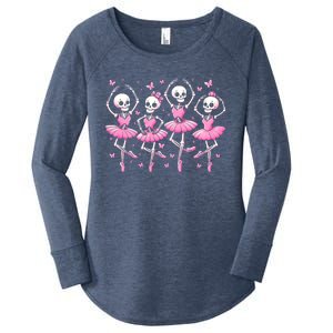 Ballet Skeleton Ballet Dancer Spooky Dance Teacher Halloween Gift Women's Perfect Tri Tunic Long Sleeve Shirt