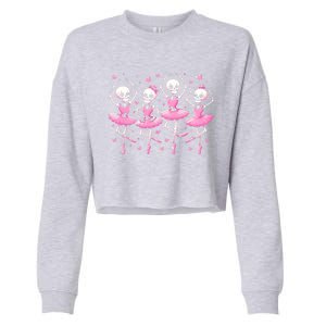 Ballet Skeleton Ballet Dancer Spooky Dance Teacher Halloween Gift Cropped Pullover Crew