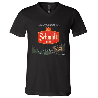 Beer Schmidt Beer Retro Defunct Nature Scene V-Neck T-Shirt