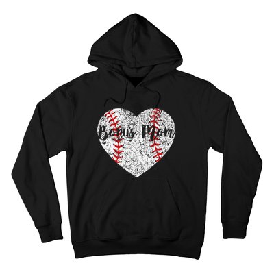 Baseball Softball Ball Heart Bonus Mom Mother's Day Hoodie